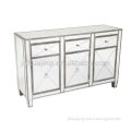 Modern Contemporary Antique Silver Wood Trimmed Storage Mirrored Buffet /Chest /Cabinet